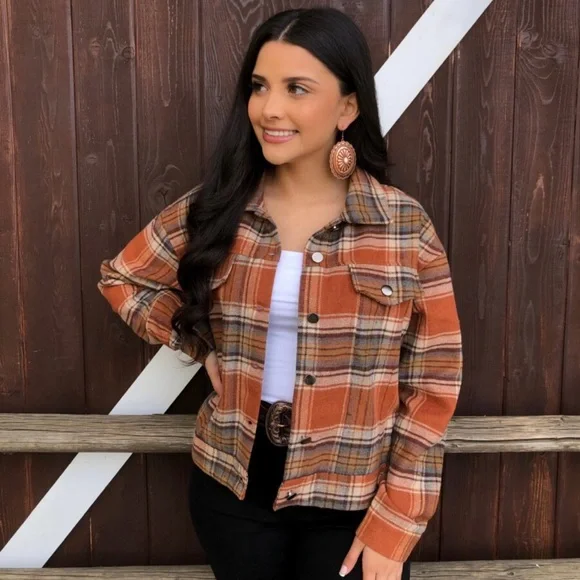 🎁New Oversized Plaid Jacket with Corduroy Collar🎁 - Picture 9 of 15